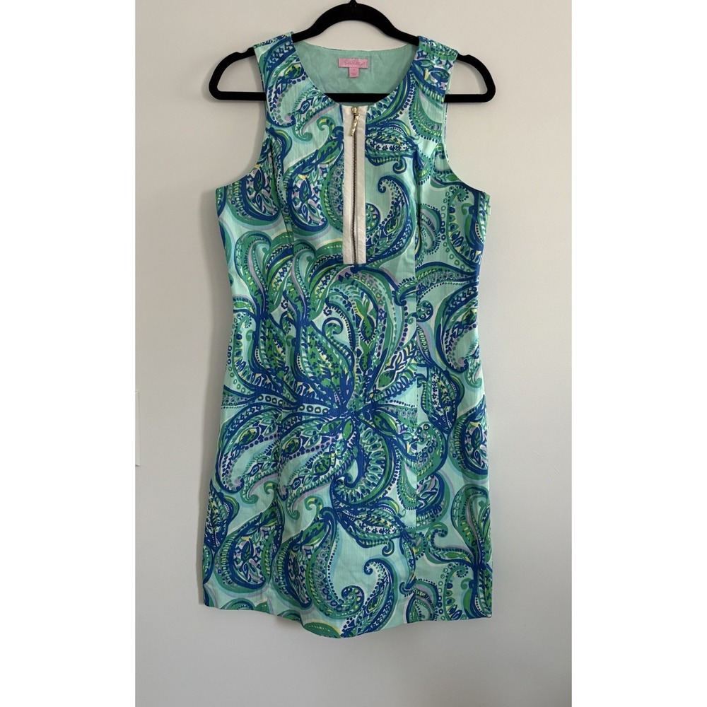 Lilly Pulitzer Shift Sundress Resort Vacation Summer Poolside‎ Blue Paisley Sz10